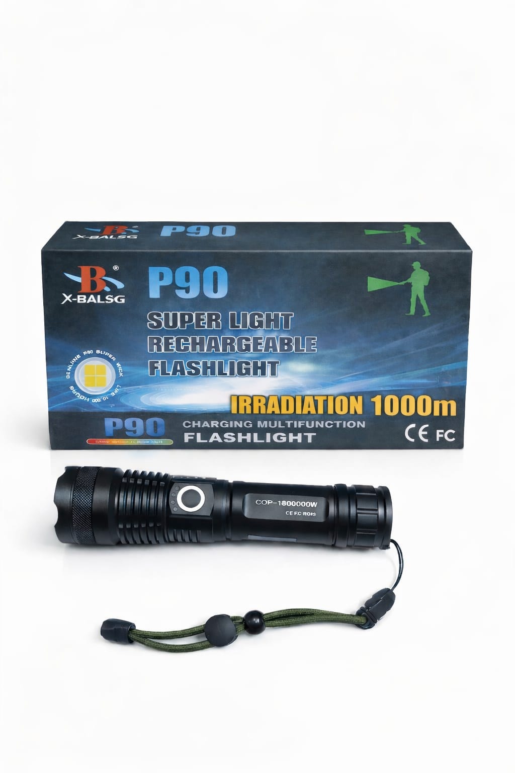 Wiederaufladbare P90 LED-Taschenlampe mit hoher Reichweite